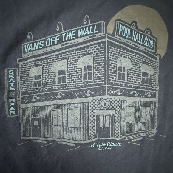 Vans Classic Fit Pool Hall Club Tee Navy Blue Medium Skate Graphic Shirt 1966 - Picture 1 of 7